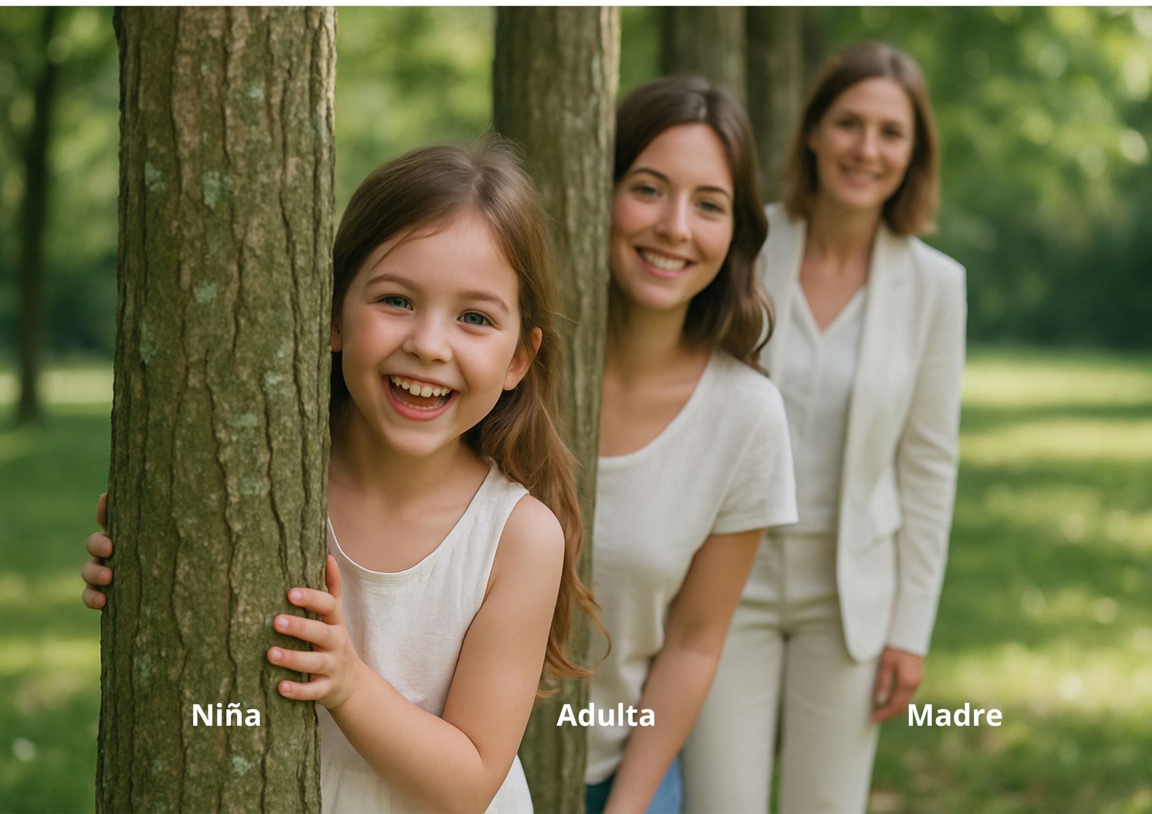 Fotografía que representa el modelo Padre, Adulto y Niño del Análisis Transaccional, tres estados del yo que intervienen en nuestra comunicación y relaciones.